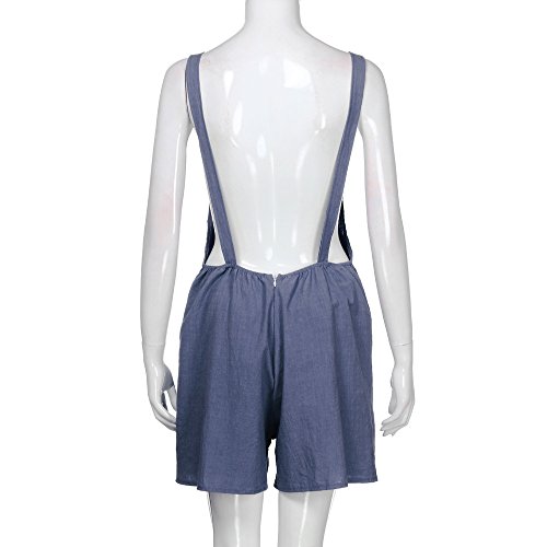 Mono de Verano para Mujer, SUNNSEAN Mono de Mujer Sexy Monos Corto de Verano para Mujeres de Mujer con Tirantes Pantalones de Mameluco Chicas Peto Elegante Playera Petos Pantalones Cortos (Azul, M)