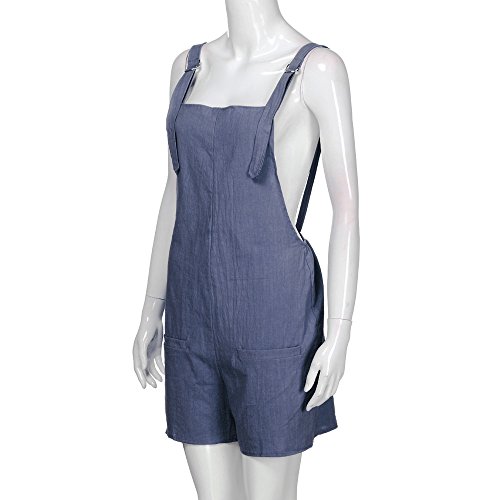 Mono de Verano para Mujer, SUNNSEAN Mono de Mujer Sexy Monos Corto de Verano para Mujeres de Mujer con Tirantes Pantalones de Mameluco Chicas Peto Elegante Playera Petos Pantalones Cortos (Azul, M)