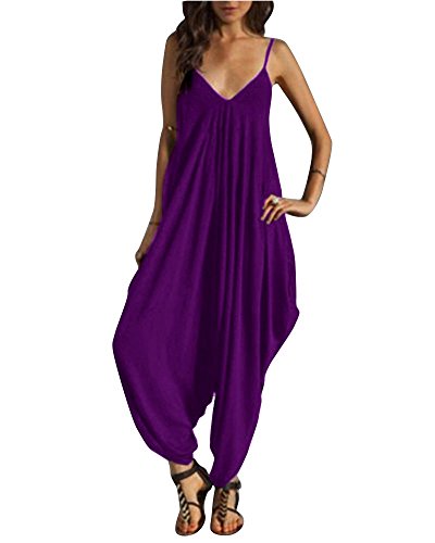 Monos Y Vestidos De Mujer Jumpsuits Cuello En V De Tirantes Holgados Harem Pantalones Siameses Fiesta Playa Largos Verano Playsuit Bodysuit Rompers Clubwear - Landove