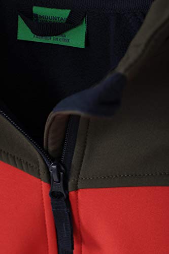 Mountain Warehouse Atom Abrigo Softshell Impermeable Infantil - Chaqueta de Lluvia Ligera para niños y niñas, Forro sintético, diseño de Bloques de Color - para Viajar Naranja 9-10 Años