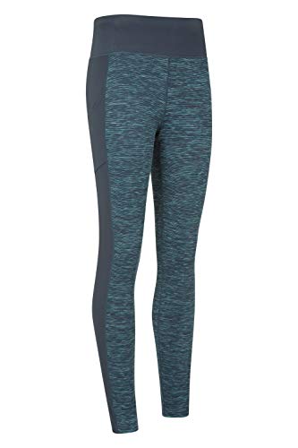 Mountain Warehouse Bend and Stretch Mallas acanaladas para Mujer - Mallas largas, Cintura Alta, absorción rápida, Bolsillos Laterales - para Gimnasia, Yoga, Deportes Azul 32