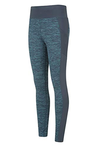 Mountain Warehouse Bend and Stretch Mallas acanaladas para Mujer - Mallas largas, Cintura Alta, absorción rápida, Bolsillos Laterales - para Gimnasia, Yoga, Deportes Azul 32
