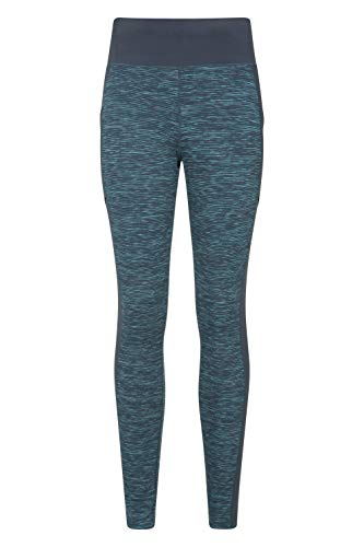 Mountain Warehouse Bend and Stretch Mallas acanaladas para Mujer - Mallas largas, Cintura Alta, absorción rápida, Bolsillos Laterales - para Gimnasia, Yoga, Deportes Azul 32