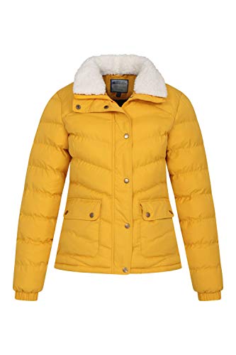 Mountain Warehouse Chaqueta Acolchada Fir para Mujer - Impermeable, cálida y con Borde de Pelo extraíble - Ideal para Actividades al Aire Libre en Invierno y Viajes Amarillo Mostaza 48