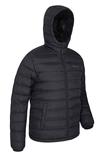 Mountain Warehouse Chaqueta Acolchada Seasons Hombres - Chaqueta Acolchada cálida Hombres, Ligera, Impermeable, Relleno de Microfibra - Chaqueta de Invierno Negro M