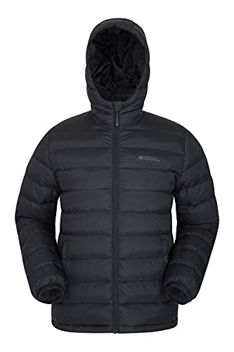 Mountain Warehouse Chaqueta Acolchada Seasons Hombres - Chaqueta Acolchada cálida Hombres, Ligera, Impermeable, Relleno de Microfibra - Chaqueta de Invierno Negro M