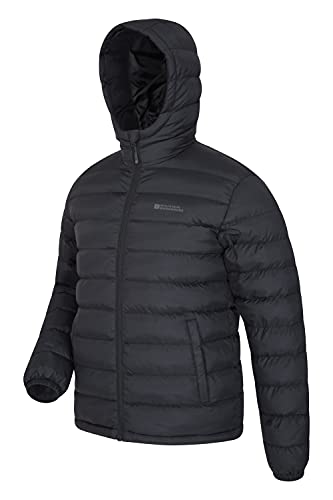 Mountain Warehouse Chaqueta Acolchada Seasons Hombres - Chaqueta Acolchada cálida Hombres, Ligera, Impermeable, Relleno de Microfibra - Chaqueta de Invierno Negro XXL