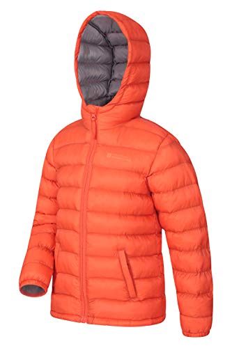 Mountain Warehouse Chaqueta Acolchada Seasons para Chicos - Chaqueta Impermeable - Ropa de niño Ligera - con puños elásticos y 2 Bolsillos Frontales - para Viajar, Invierno Naranja 9-10 Años