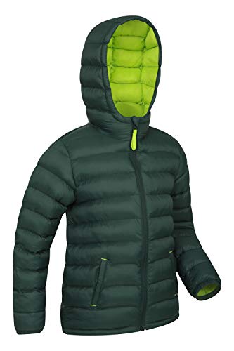 Mountain Warehouse Chaqueta Acolchada Seasons para Chicos - Chaqueta Impermeable - Ropa de niño Ligera - con puños elásticos y 2 Bolsillos Frontales - para Viajar, Invierno Caqui 7-8 Años
