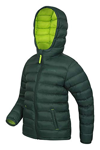 Mountain Warehouse Chaqueta Acolchada Seasons para Chicos - Chaqueta Impermeable - Ropa de niño Ligera - con puños elásticos y 2 Bolsillos Frontales - para Viajar, Invierno Caqui 7-8 Años