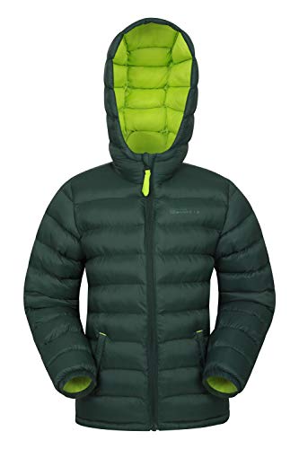 Mountain Warehouse Chaqueta Acolchada Seasons para Chicos - Chaqueta Impermeable - Ropa de niño Ligera - con puños elásticos y 2 Bolsillos Frontales - para Viajar, Invierno Caqui 7-8 Años