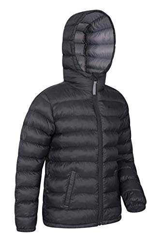 Mountain Warehouse Chaqueta Acolchada Seasons para Chicos - Chaqueta Impermeable - Ropa de niño Ligera - con puños elásticos y 2 Bolsillos Frontales - para Viajar, Invierno Negro 2-3 Años