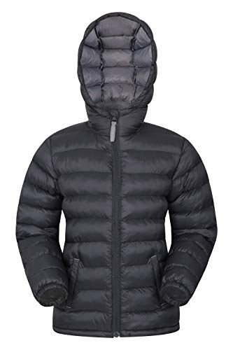 Mountain Warehouse Chaqueta Acolchada Seasons para Chicos - Chaqueta Impermeable - Ropa de niño Ligera - con puños elásticos y 2 Bolsillos Frontales - para Viajar, Invierno Negro 2-3 Años