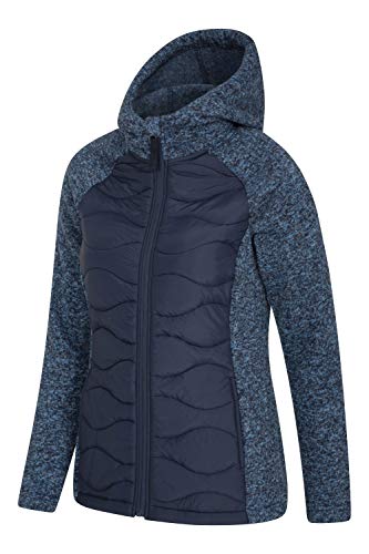 Mountain Warehouse Chaqueta Ascent Acolchada para Mujer - Cremallera Completa, con Capucha, cálida y cómoda - Ideal para días de Nieve, Viajes y Uso Diario Azul Oscuro 38