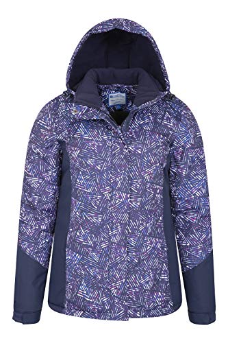 Mountain Warehouse Chaqueta de esquí Dawn para Mujer - A Prueba de Nieve, Abrigo de esquí con Forro Polar, puños, Dobladillo y Capucha Ajustables, Invierno Azul Marino 38