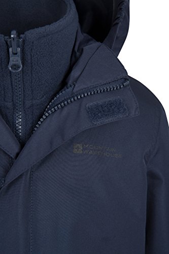 Mountain Warehouse Chaqueta Fell 3 en 1 para niños - Abrigo Triclimate Impermeable, con Chaqueta Interior y Capucha Desmontable, Bolsillos Laterales, Invierno Azul Marino 5-6 Años