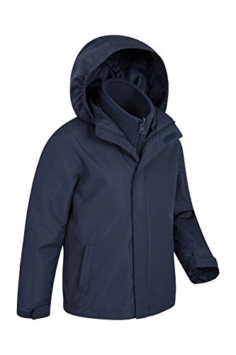 Mountain Warehouse Chaqueta Fell 3 en 1 para niños - Abrigo Triclimate Impermeable, con Chaqueta Interior y Capucha Desmontable, Bolsillos Laterales, Invierno Azul Marino 5-6 Años