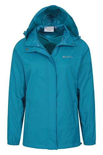 Mountain Warehouse Chaqueta Pakka para Mujer - Chubasquero Impermeable, Chaqueta Informal Plegable, Transpirable, Ligera, Abrigo cómodo para Mujer - para Viajar, Caminar Verdes Aguas Oscuro 44