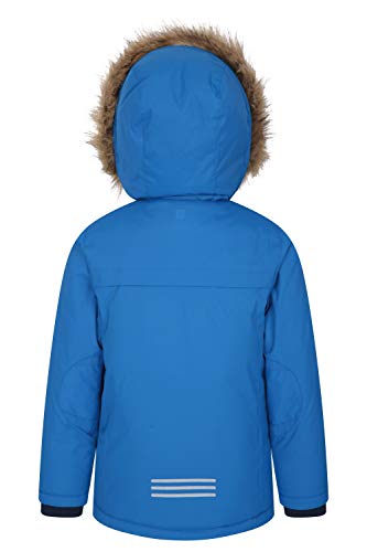 Mountain Warehouse Parka de niños Samuel. Resistente al Agua, con Forro Polar de Microfibra y Varios Bolsillos, Incluido uno Interno. Cobalto 3-4 Años