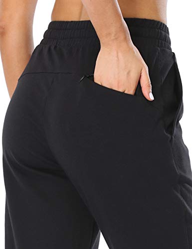 MOVE BEYOND Pantalones Deportivos para Mujer con 3 Bolsillos Pantalonesde Salón con Cordón Ajustable de Yoga Entrenamiento, XXL, Negro
