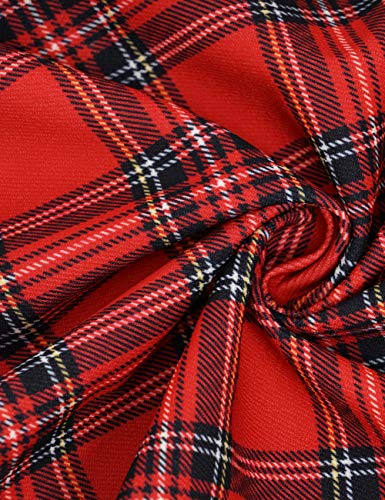 MUADRESS 9004 Falda Retro Mujer Plisada Traje de Baile escocés Oficina Escuela Falda Acampanada Swing Skater Girl Azulejos Rojos M