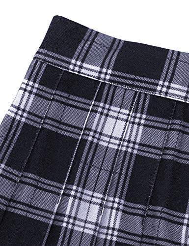 MUADRESS 9005 Falda Mujer de Patinadora a Cuadros para Fiesta Escolar Vacaciones Minifalda Klit Escocesa de Cintura Alta Enrejado Azul Marino L