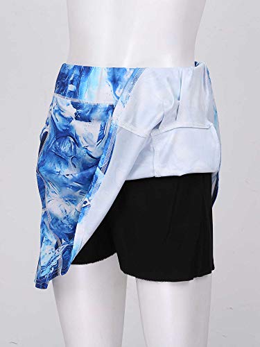 Mufeng Falda Casual Deportiva para Mujer Falda de Verano con Cintura Elástica Falda Colorida con Bolsillo Laterales por Encima de Rodilla Azul S