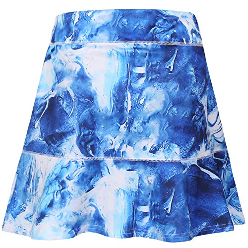 Mufeng Falda Casual Deportiva para Mujer Falda de Verano con Cintura Elástica Falda Colorida con Bolsillo Laterales por Encima de Rodilla Azul S