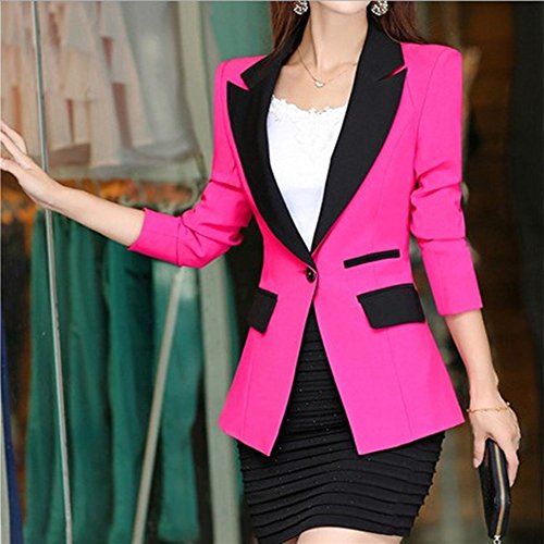 Mujer Blazer Fashion Elegantes Oficina Negocios Chaqueta De Traje Basic Manga Larga De Solapa Splice Slim Fit Con Botonadura Fiesta Party De Noche Camisa Chaqueta De Mujer Abrigos Primavera Otoño Ropa