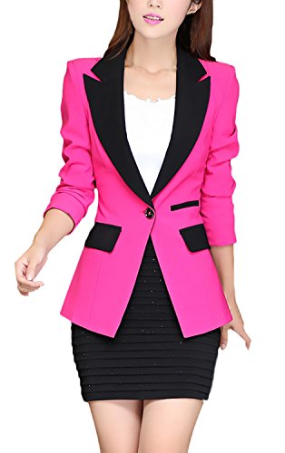 Mujer Blazer Fashion Elegantes Oficina Negocios Chaqueta De Traje Basic Manga Larga De Solapa Splice Slim Fit Con Botonadura Fiesta Party De Noche Camisa Chaqueta De Mujer Abrigos Primavera Otoño Ropa