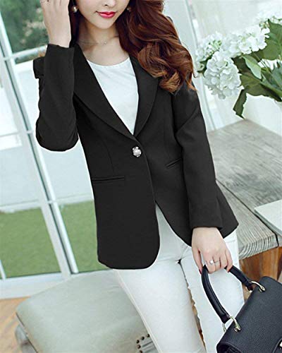 Mujer Blazer Primavera Otoño Slim Fit Negocios Americana Moda Cómodo Ropa Manga Larga Chaqueta De Traje Elegantes Colores Sólidos De Solapa con Botonadura Oficina Abrigos Chaqueta