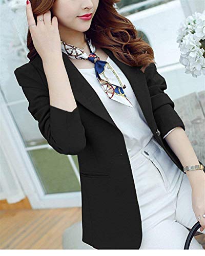 Mujer Blazer Primavera Otoño Slim Fit Negocios Americana Moda Cómodo Ropa Manga Larga Chaqueta De Traje Elegantes Colores Sólidos De Solapa con Botonadura Oficina Abrigos Chaqueta