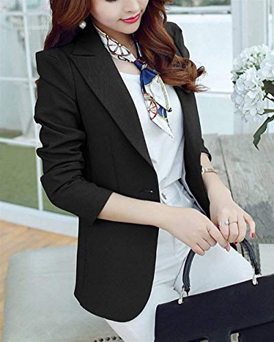 Mujer Blazer Primavera Otoño Slim Fit Negocios Americana Moda Cómodo Ropa Manga Larga Chaqueta De Traje Elegantes Colores Sólidos De Solapa con Botonadura Oficina Abrigos Chaqueta