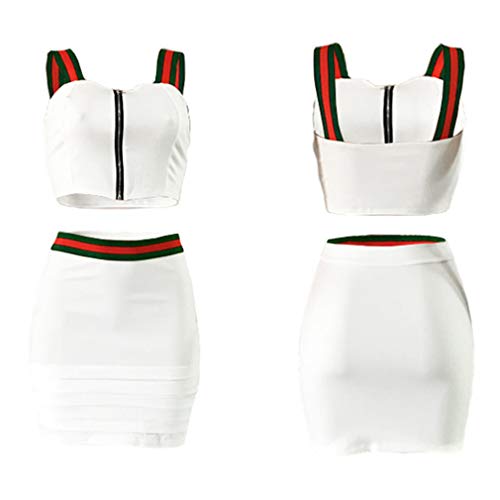 Mujer Camisetas Sin Mangas y Falda Corta Conjuntos Casuales 2 Piezas Sexy Slim Fit Crop Tops Minifalda Moda Verano Conjunto de Trajes Dos Piezas