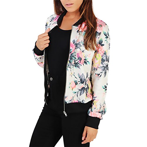 Mujer Chaquetas Bomber Deporte Otoño Invierno Outdoor Manga Larga Stand Cuello Cremallera Jacket Elegantes Vintage Estilo Etnica Flores Impresa Estampadas Jovenes Moda Chaqueta De Bombardero