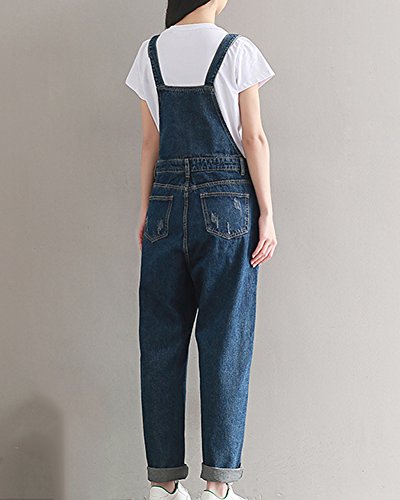 Mujer Chicas Peto Vaquero Mono Pantalones Anchos Pantalones Harem Largo Casual Elegante Fiesta Boyfriend Jeans Azul 2XL