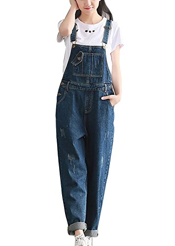 Mujer Chicas Peto Vaquero Mono Pantalones Anchos Pantalones Harem Largo Casual Elegante Fiesta Boyfriend Jeans Azul 2XL
