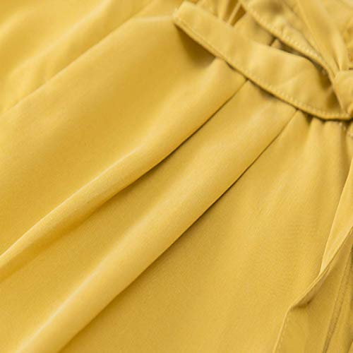 Mujer Cintura con Volantes Color sólido Diario Ocio Moda Pantalones de Cintura Alta Pantalones Harem Micro Plisados con cordón M