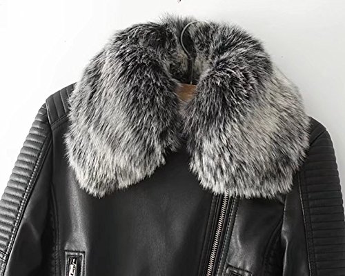 Mujer De Manga Larga Chaqueta De Cuero De La PU con Cremallera Chaqueta Moto Outcoats Black XL