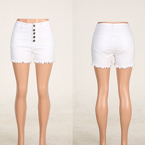 Mujer Pantalones Cortos, Color Sólido Shorts de Mezclilla Moda Cintura Alta Shorts Casual Denim Shorts Jeans con Bolsillos