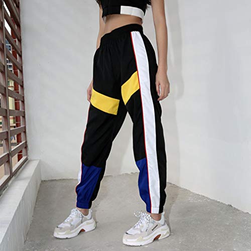 Mujer Pantalones Harajuku Hip Hop Streetwear Pantalones Estilo Callejero Empalmados Pantalones Deportivos De Cintura Alta S-3XL