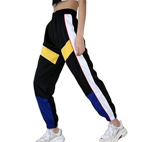 Mujer Pantalones Harajuku Hip Hop Streetwear Pantalones Estilo Callejero Empalmados Pantalones Deportivos De Cintura Alta S-3XL