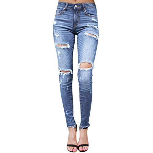Mujer Pantalones Vaqueros Rotos Slim Fit, Gusspower Pantalones Largos Lápiz Pantalones Elásticos Stretch Skinny Jeans de Vestir Cintura Alta Talla Grande Ropa Pantalón Denim Push Up