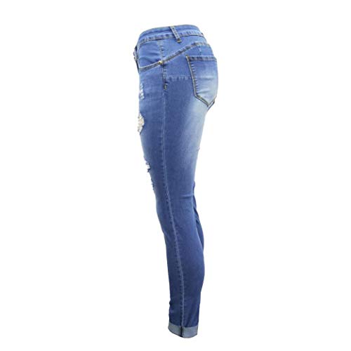 Mujer Vaqueros Push Up Rotos Ocio Estilo Skinny Jeans De EláSticos Ropa Pantalones (XXL, Azul Claro)