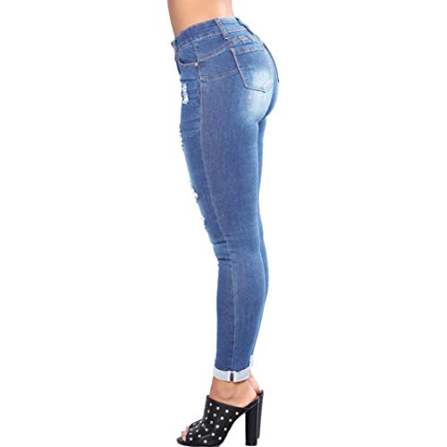 Mujer Vaqueros Push Up Rotos Ocio Estilo Skinny Jeans De EláSticos Ropa Pantalones (XXL, Azul Claro)