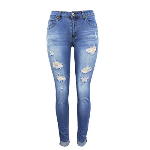 Mujer Vaqueros Push Up Rotos Ocio Estilo Skinny Jeans De EláSticos Ropa Pantalones (XXL, Azul Claro)