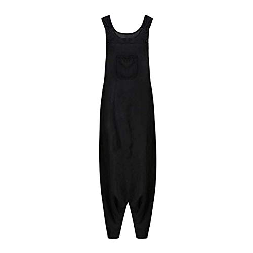 Mujer Verano Peto de Pantalones, Morbuy Moda Talla Grande Casual Largos Ancho Baggy Harem Mono Suelto Bolsillos Overoles Jumpsuit Tirantes Playa Fiesta Noche Oficina Embarazados (L,Negro)