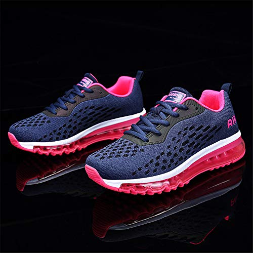 Mujer Zapatillas Deporte para Zapatillas de Ligeras Running Transpirables Cómodas Correr para Zapatos de Malla(8078-Rosa roja,39EU)