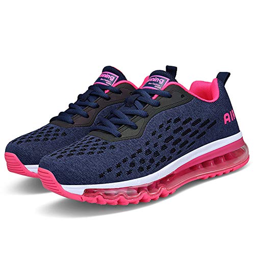 Mujer Zapatillas Deporte para Zapatillas de Ligeras Running Transpirables Cómodas Correr para Zapatos de Malla(8078-Rosa roja,39EU)