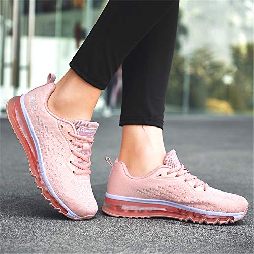 Mujer Zapatillas Deporte para Zapatillas de Ligeras Running Transpirables Cómodas Correr para Zapatos de Malla(8078-Rosa,41EU)